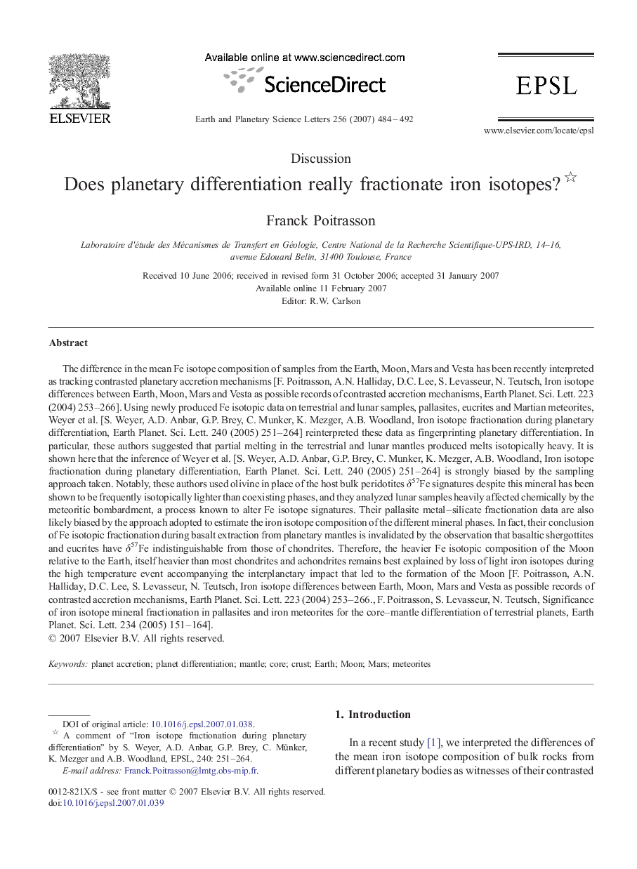 Does planetary differentiation really fractionate iron isotopes? 