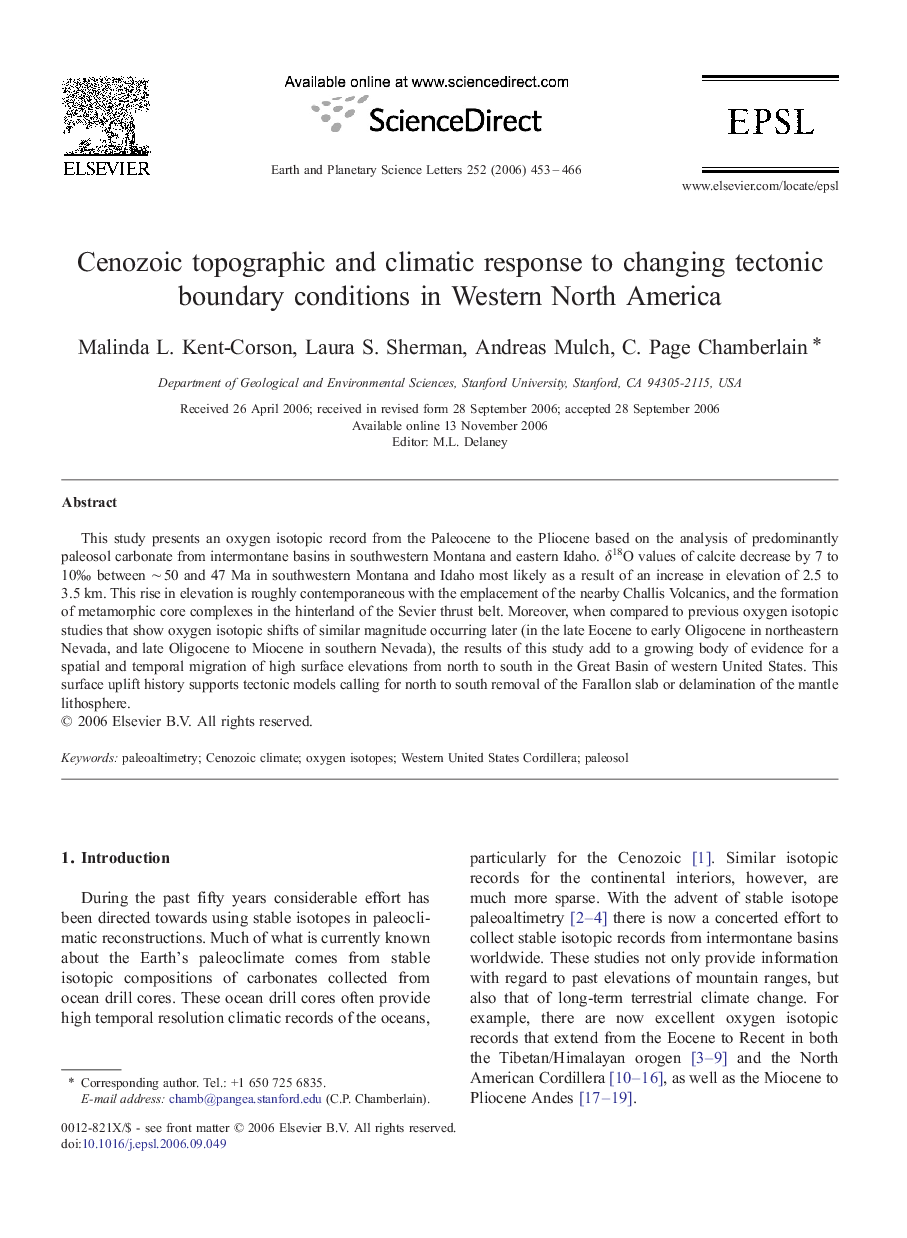 Cenozoic topographic and climatic response to changing tectonic boundary conditions in Western North America