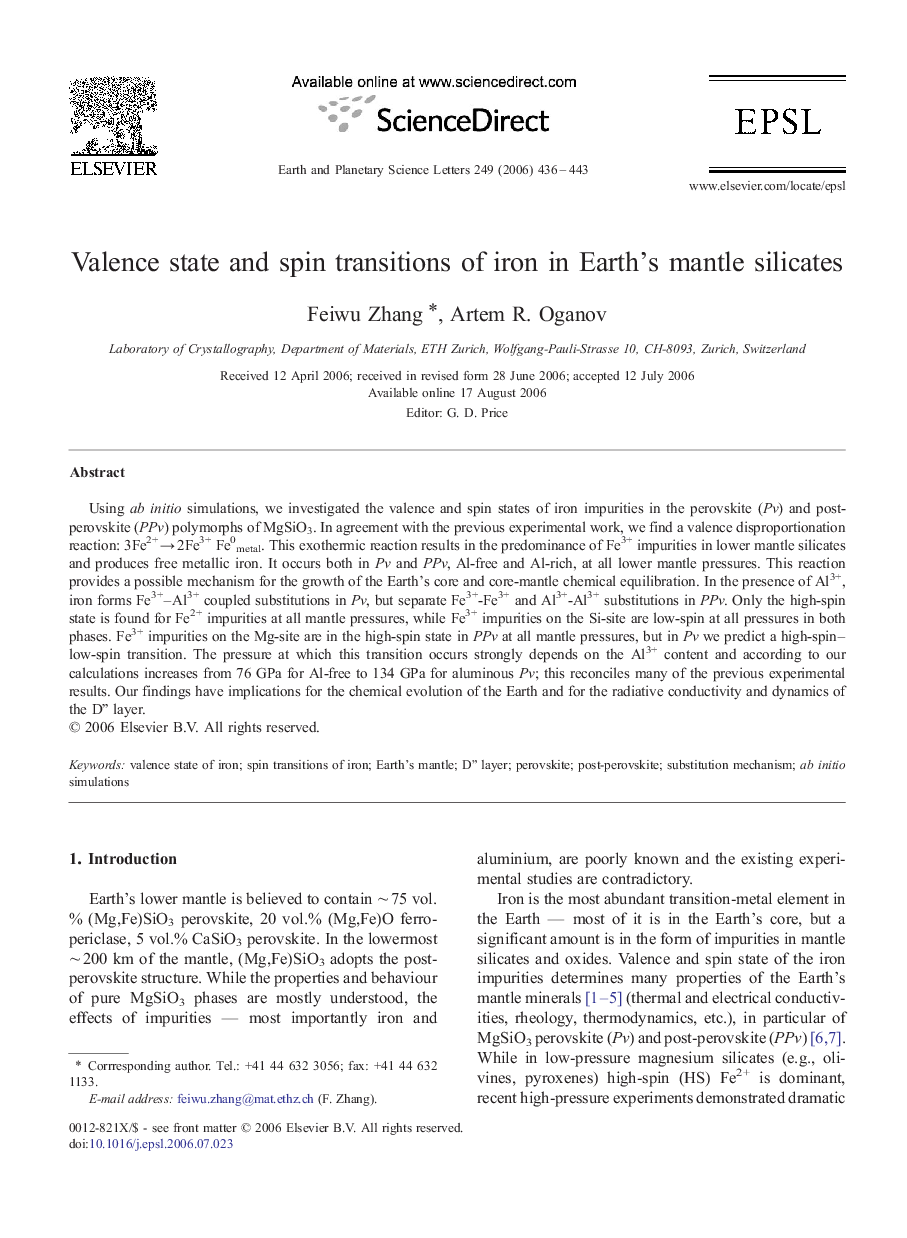 Valence state and spin transitions of iron in Earth's mantle silicates