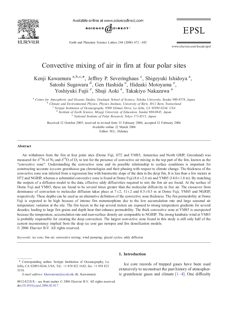 Convective mixing of air in firn at four polar sites