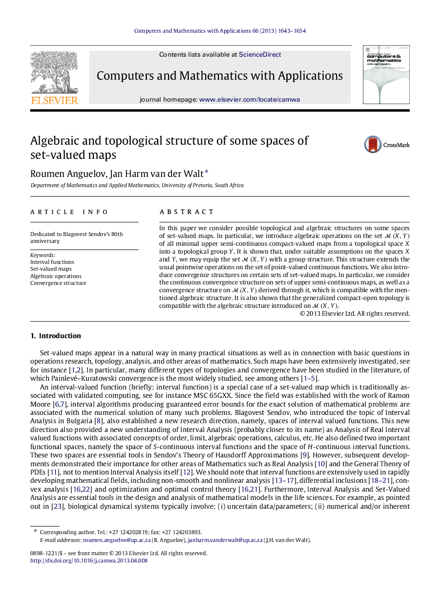 Algebraic and topological structure of some spaces of set-valued maps