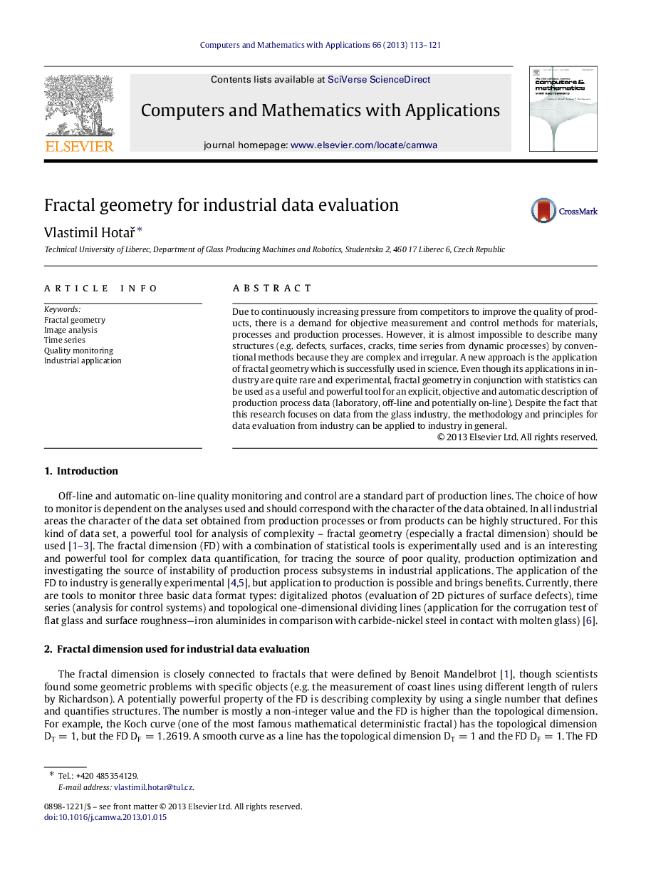 Fractal geometry for industrial data evaluation