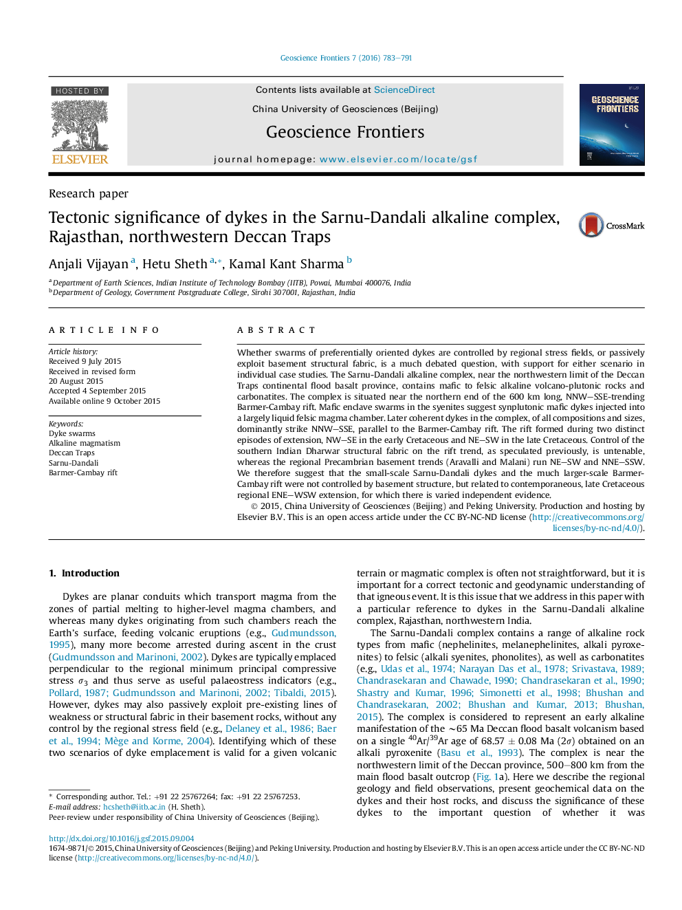 Tectonic significance of dykes in the Sarnu-Dandali alkaline complex, Rajasthan, northwestern Deccan Traps 