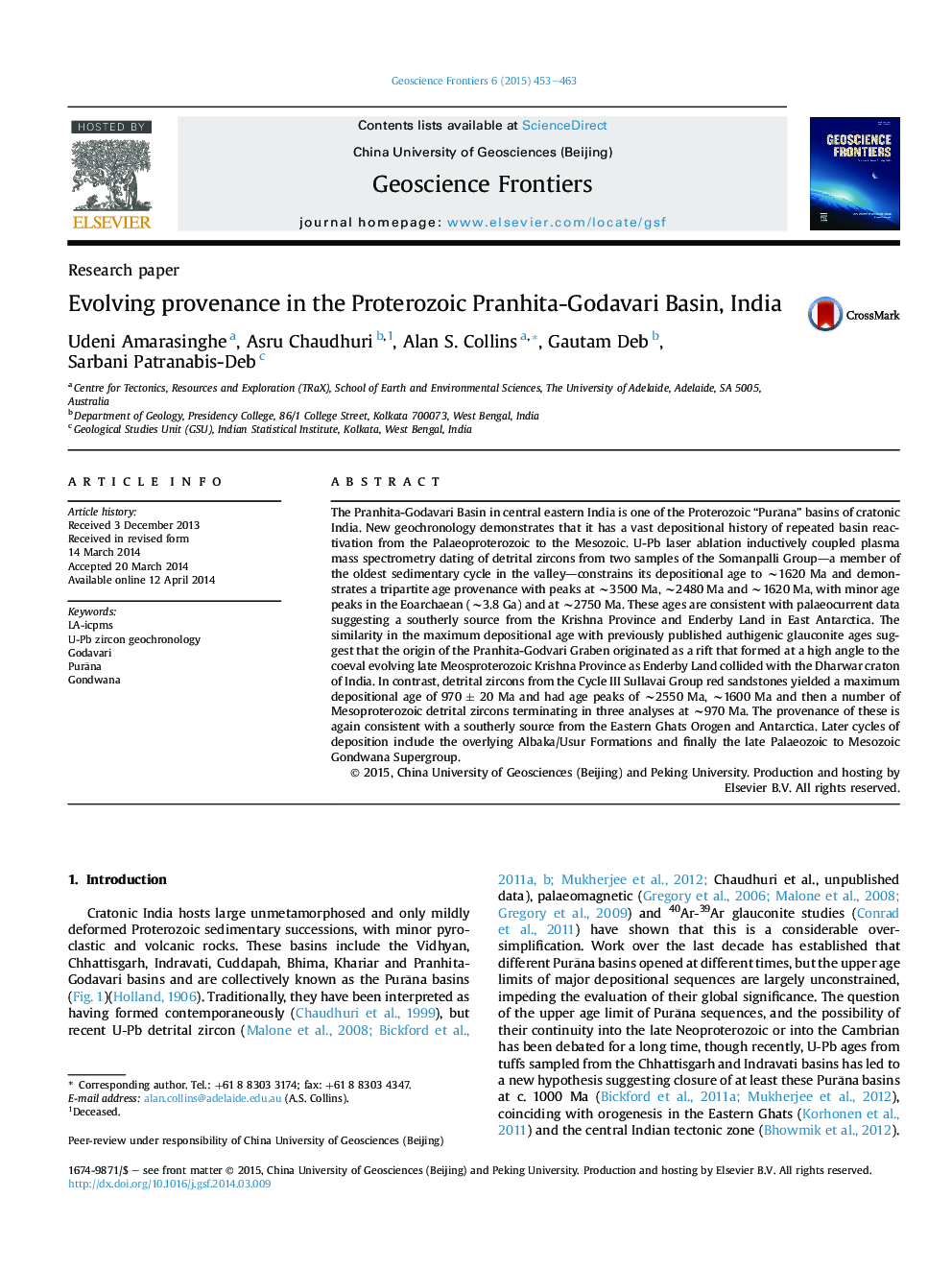 Evolving provenance in the Proterozoic Pranhita-Godavari Basin, India 