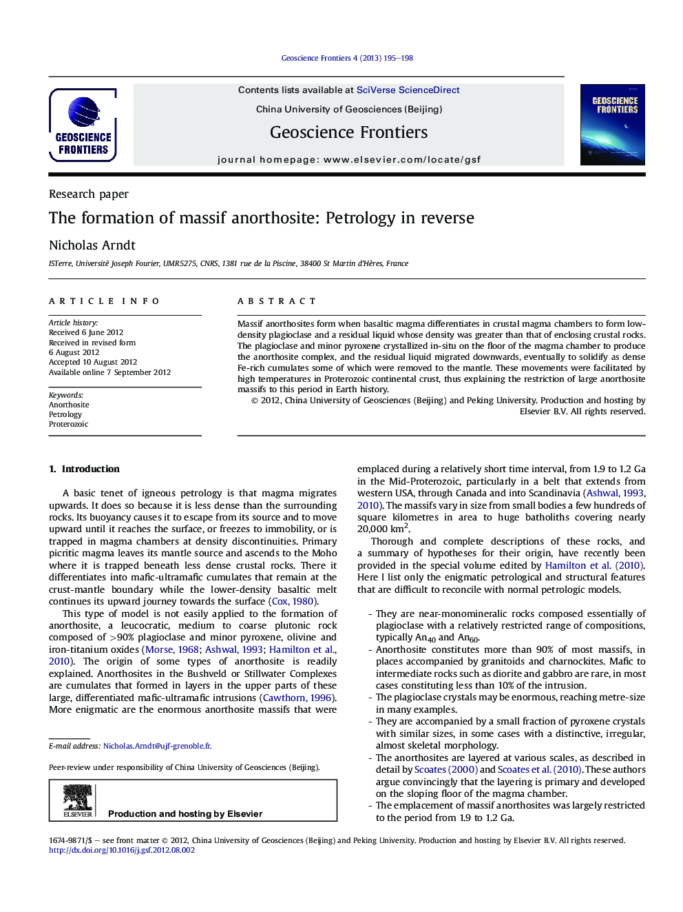 The formation of massif anorthosite: Petrology in reverse 