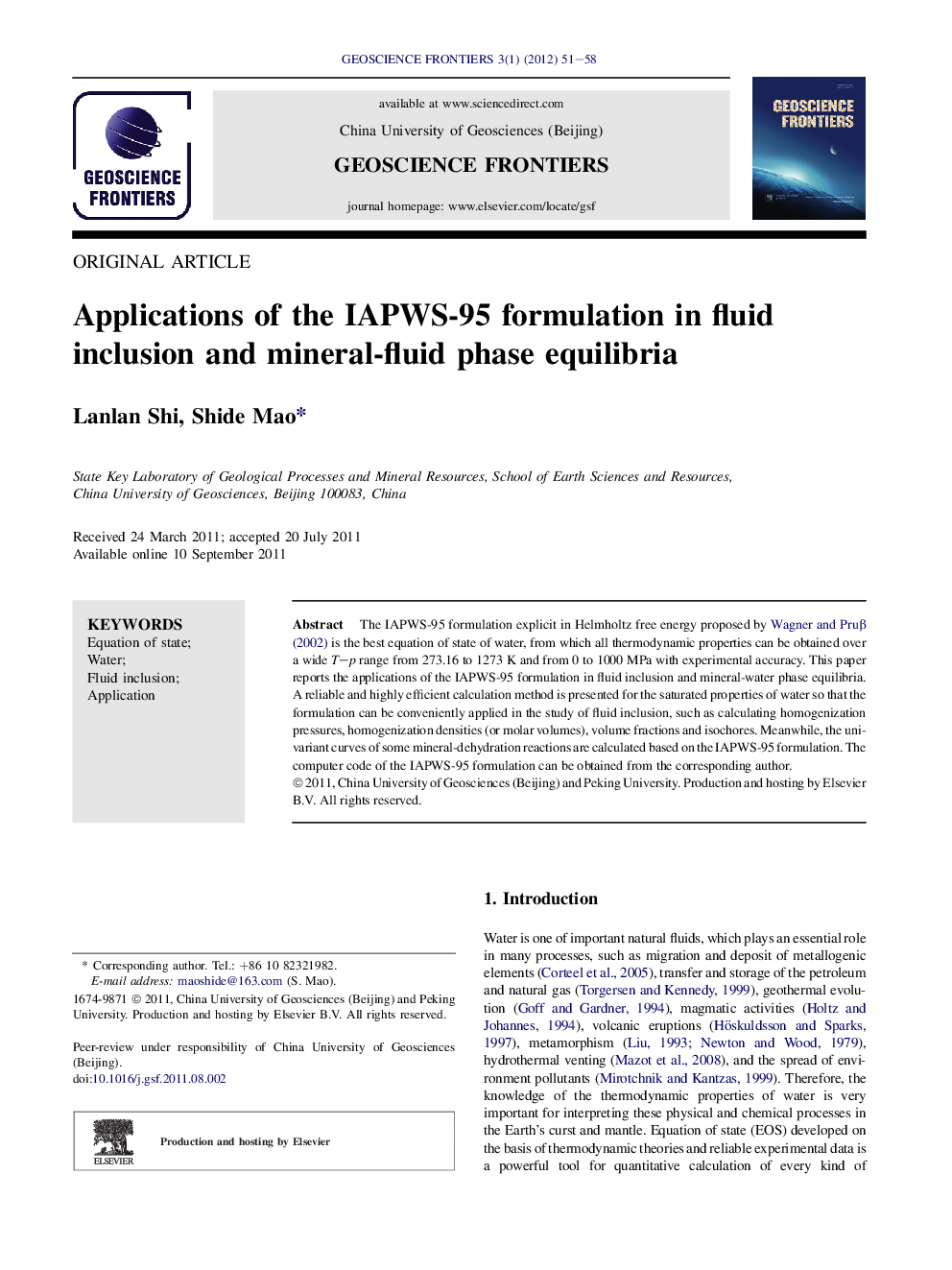 Applications of the IAPWS-95 formulation in fluid inclusion and mineral-fluid phase equilibria