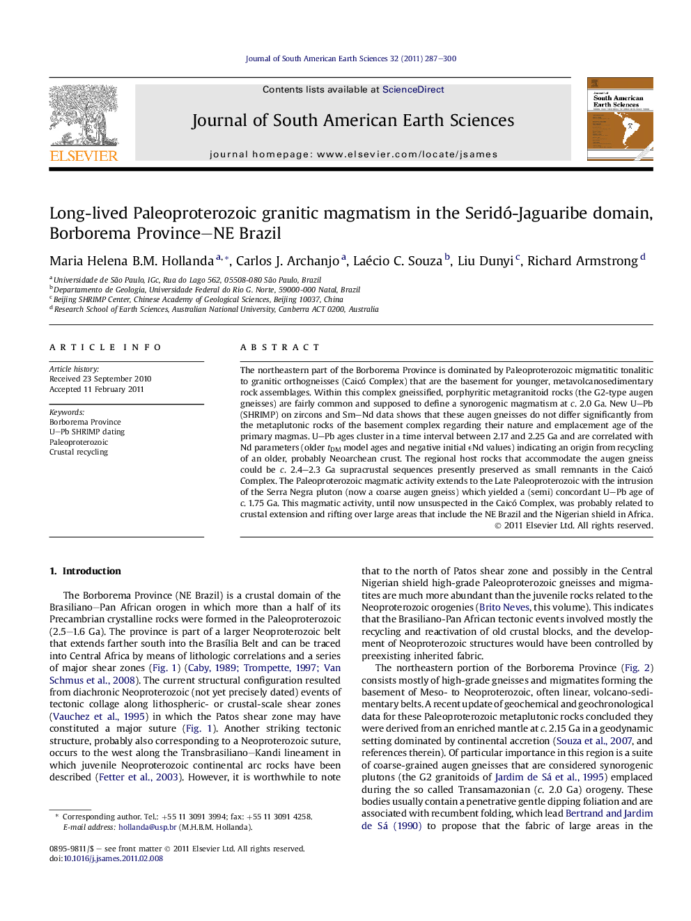 Long-lived Paleoproterozoic granitic magmatism in the Seridó-Jaguaribe domain, Borborema Province–NE Brazil