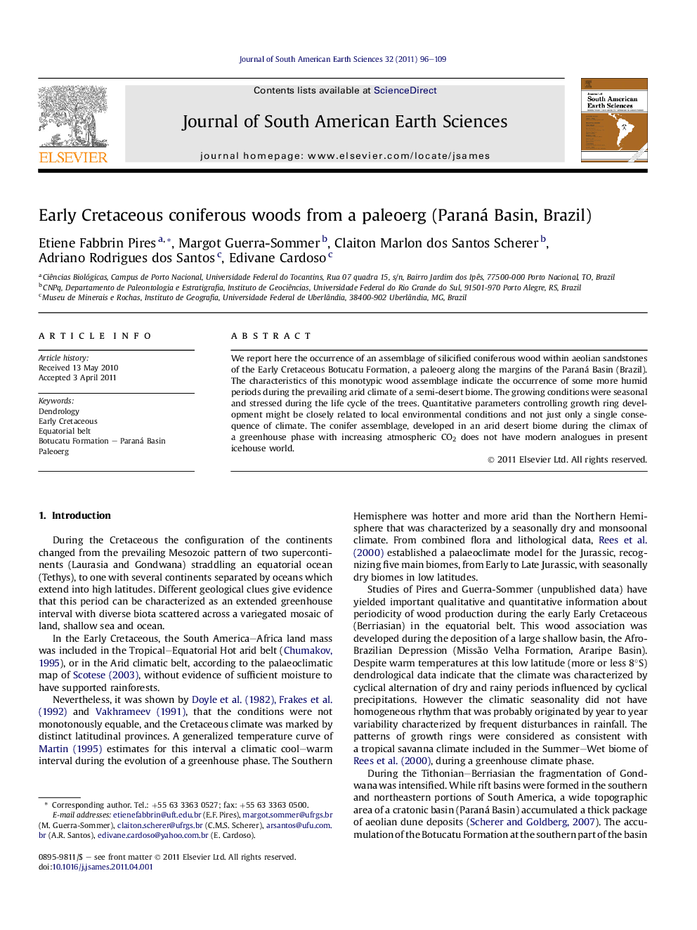 Early Cretaceous coniferous woods from a paleoerg (Paraná Basin, Brazil)