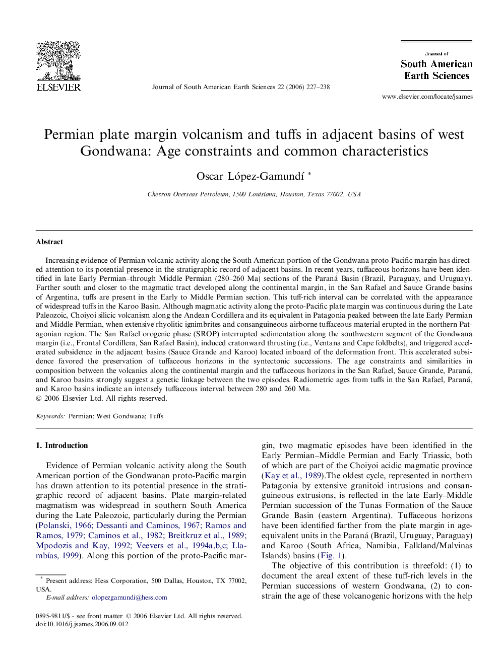 Permian plate margin volcanism and tuffs in adjacent basins of west Gondwana: Age constraints and common characteristics