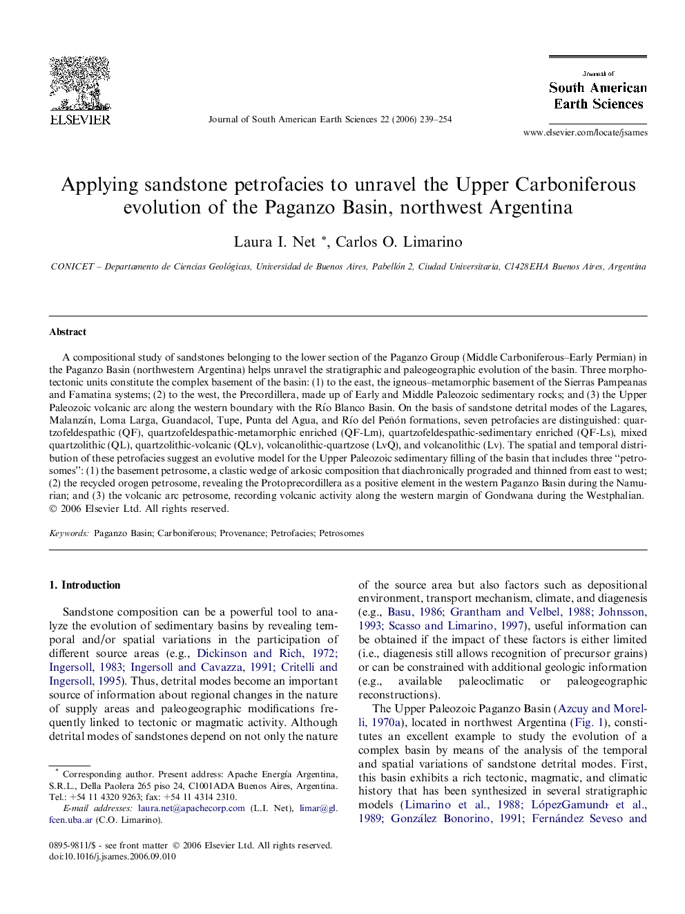 Applying sandstone petrofacies to unravel the Upper Carboniferous evolution of the Paganzo Basin, northwest Argentina