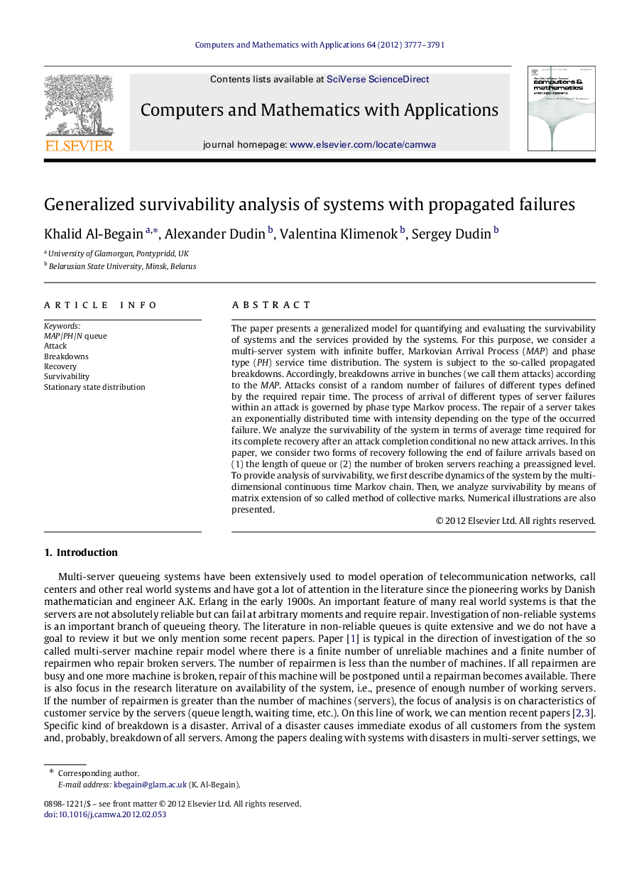 Generalized survivability analysis of systems with propagated failures