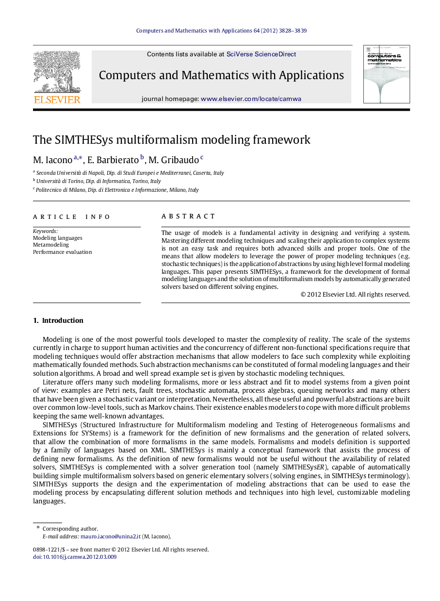 The SIMTHESys multiformalism modeling framework