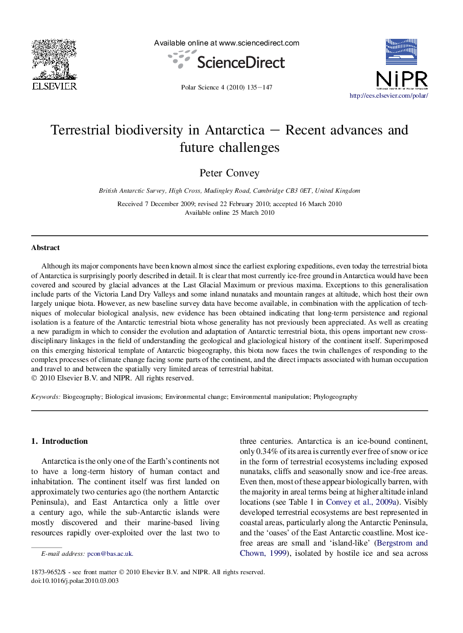 Terrestrial biodiversity in Antarctica – Recent advances and future challenges