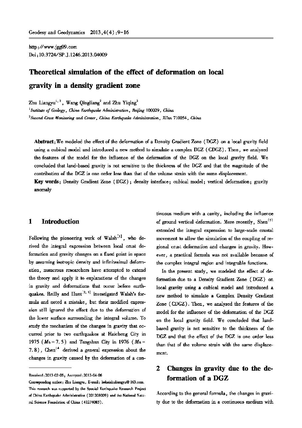 Theoretical simulation of the effect of deformation on local gravity in a density gradient zone *