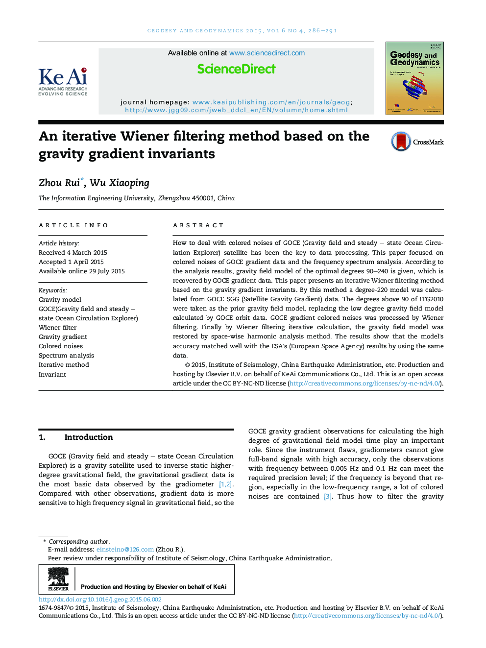 An iterative Wiener filtering method based on the gravity gradient invariants 