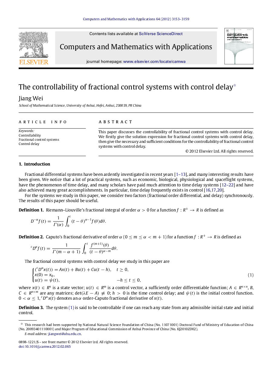 The controllability of fractional control systems with control delay 