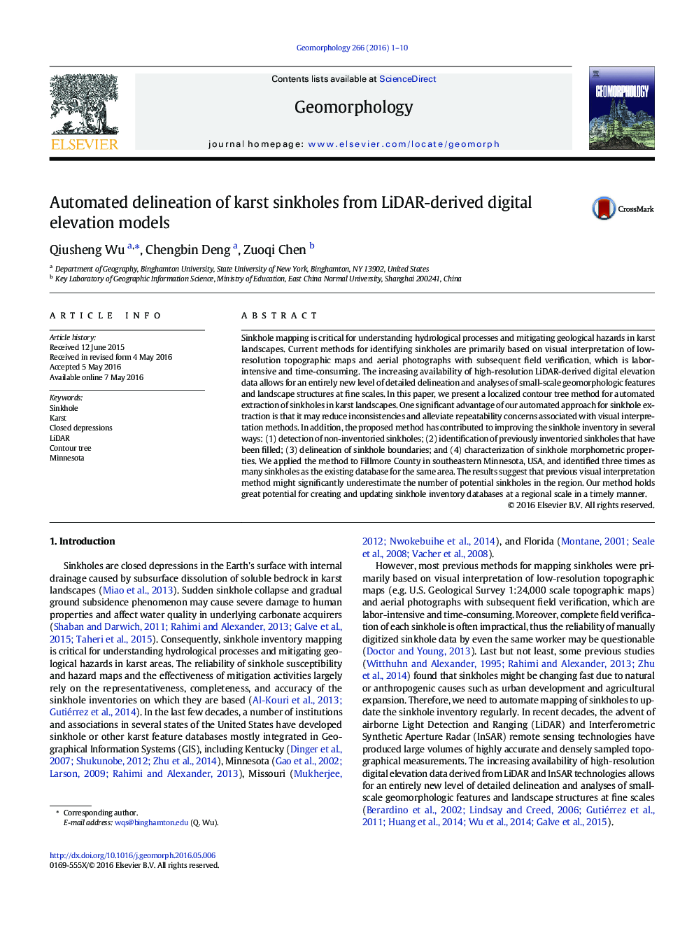 Automated delineation of karst sinkholes from LiDAR-derived digital elevation models