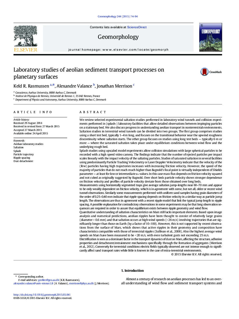 Laboratory studies of aeolian sediment transport processes on planetary surfaces