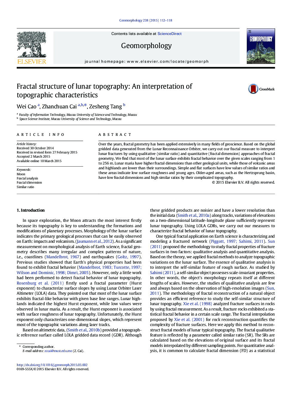 Fractal structure of lunar topography: An interpretation of topographic characteristics