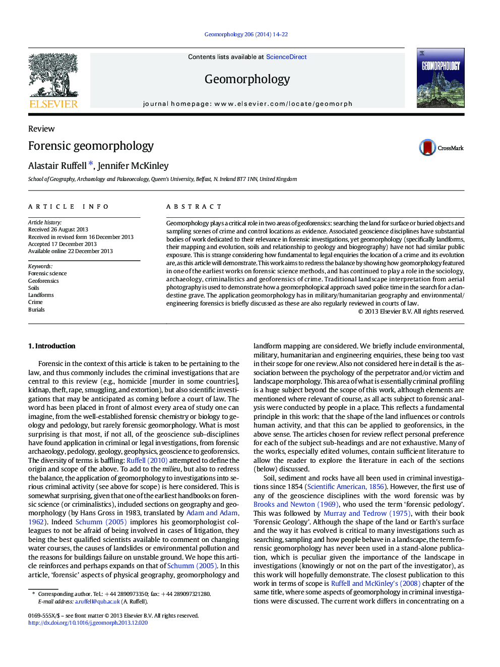 Forensic geomorphology