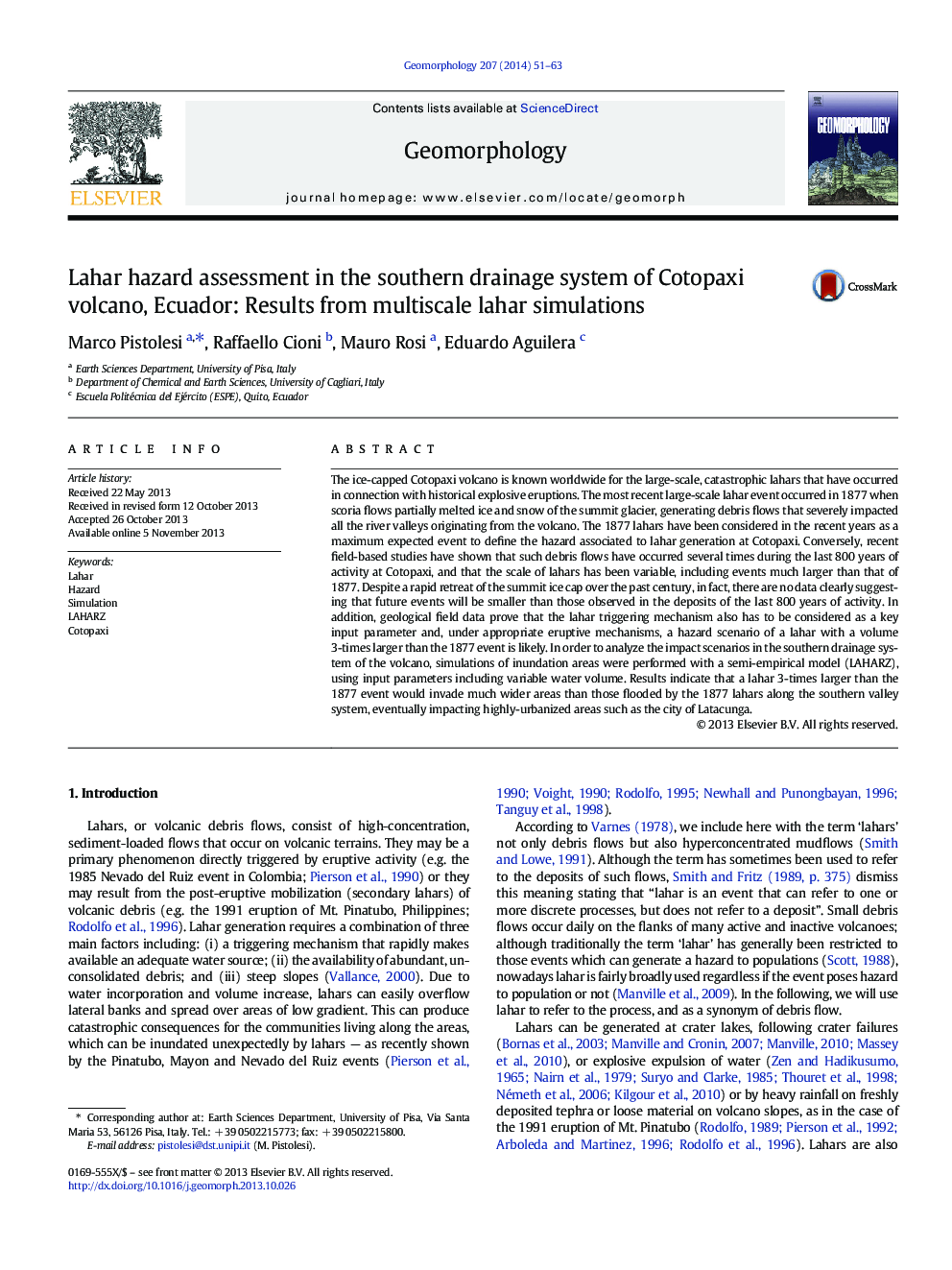 Lahar hazard assessment in the southern drainage system of Cotopaxi volcano, Ecuador: Results from multiscale lahar simulations