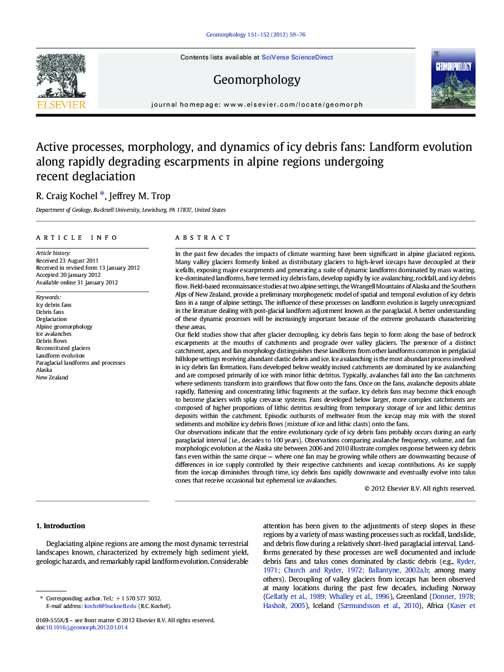 Active processes, morphology, and dynamics of icy debris fans: Landform evolution along rapidly degrading escarpments in alpine regions undergoing recent deglaciation