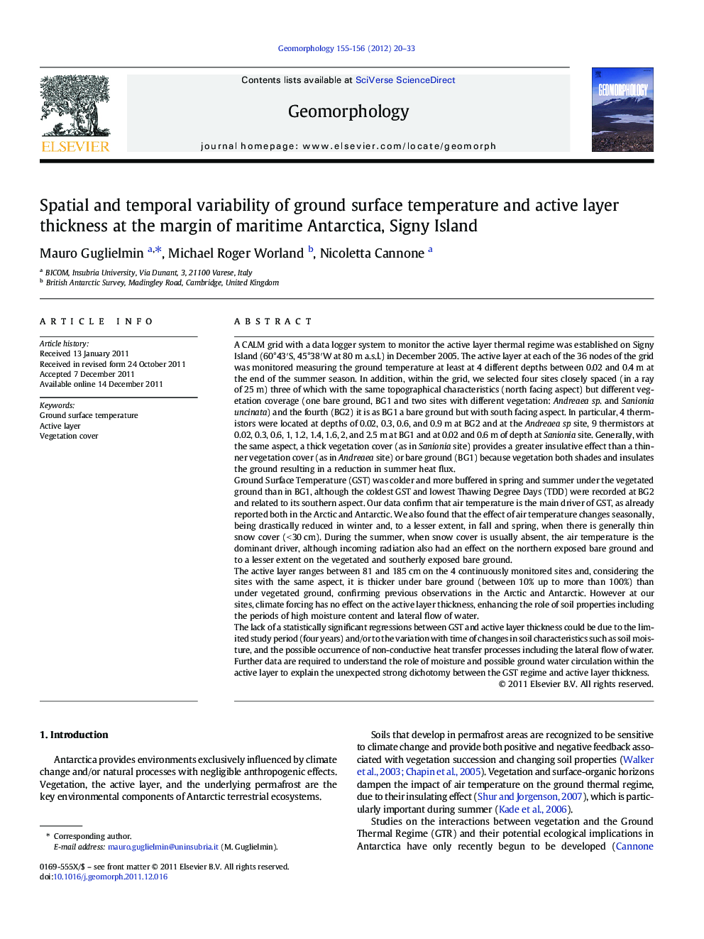 Spatial and temporal variability of ground surface temperature and active layer thickness at the margin of maritime Antarctica, Signy Island