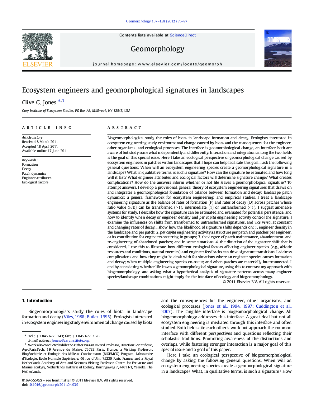 Ecosystem engineers and geomorphological signatures in landscapes