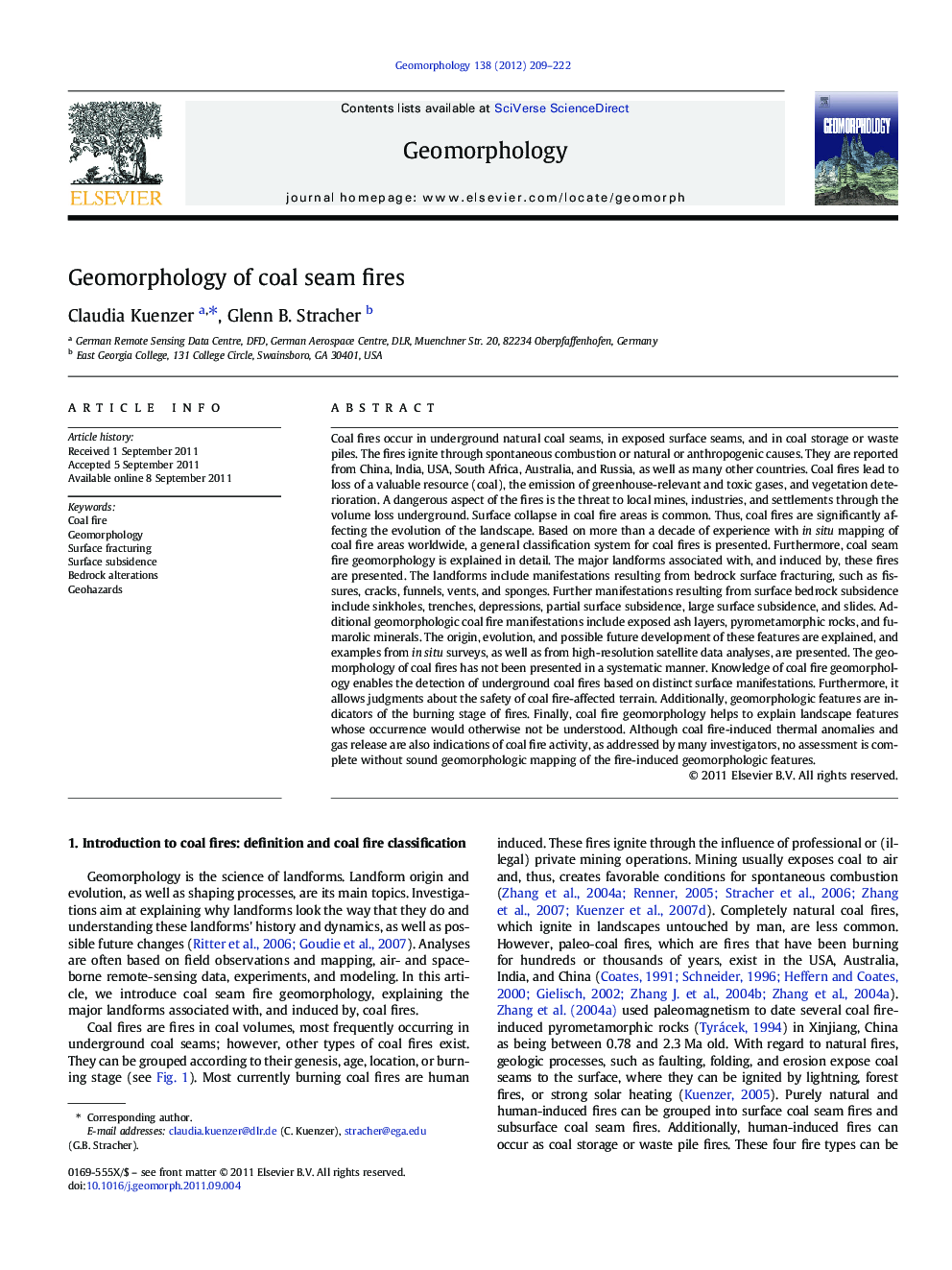 Geomorphology of coal seam fires