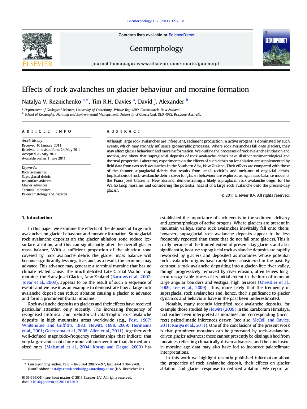 Effects of rock avalanches on glacier behaviour and moraine formation