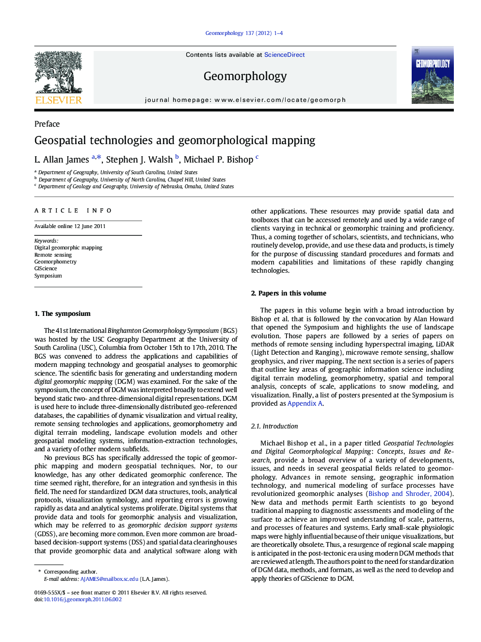 Geospatial technologies and geomorphological mapping