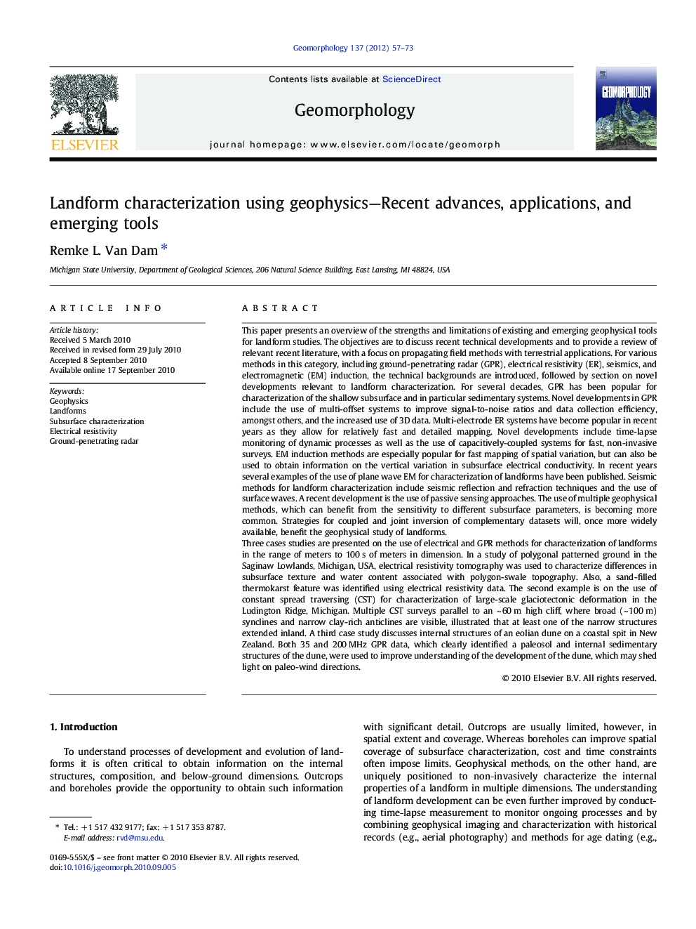 Landform characterization using geophysics—Recent advances, applications, and emerging tools