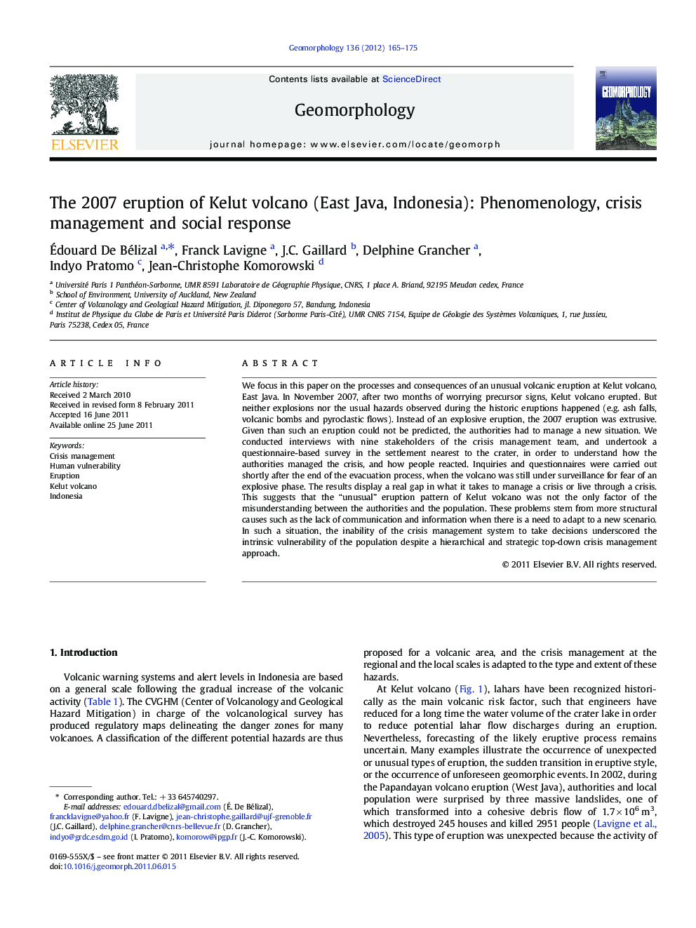 The 2007 eruption of Kelut volcano (East Java, Indonesia): Phenomenology, crisis management and social response