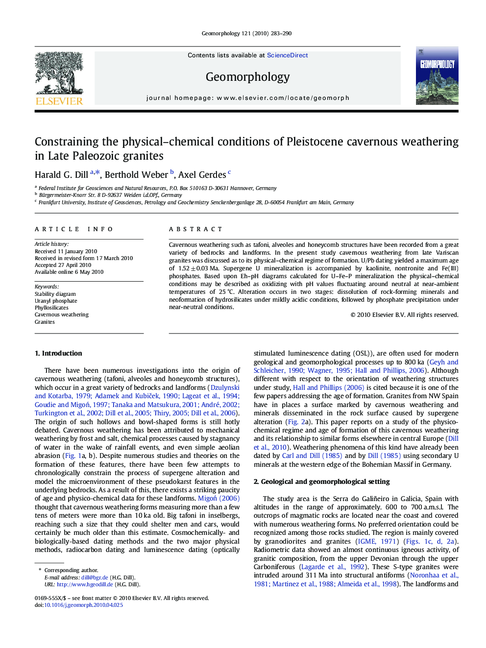 Constraining the physical-chemical conditions of Pleistocene cavernous weathering in Late Paleozoic granites