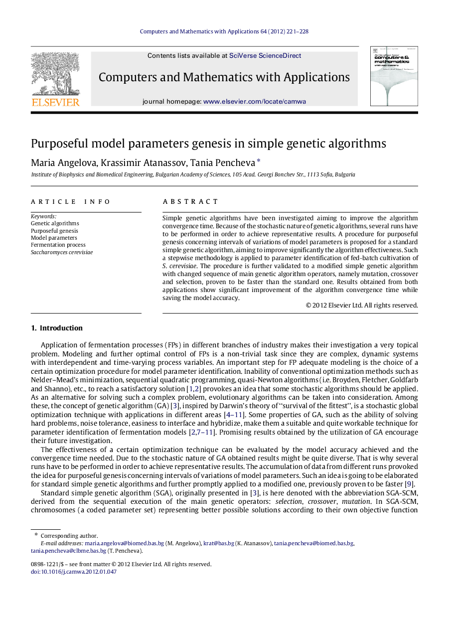 Purposeful model parameters genesis in simple genetic algorithms