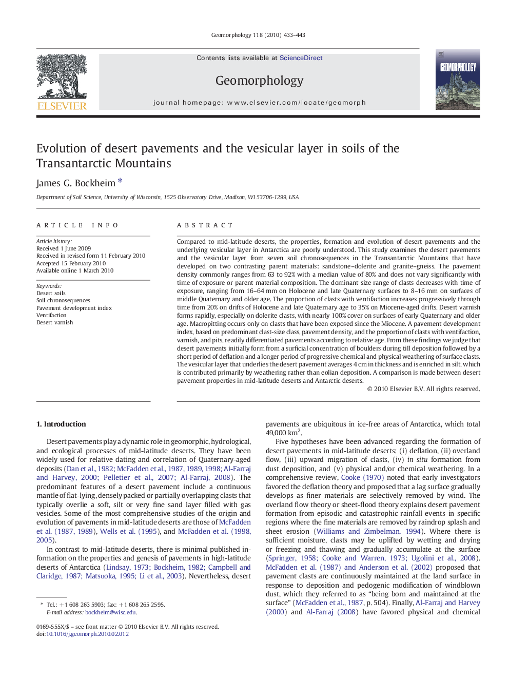 Evolution of desert pavements and the vesicular layer in soils of the Transantarctic Mountains