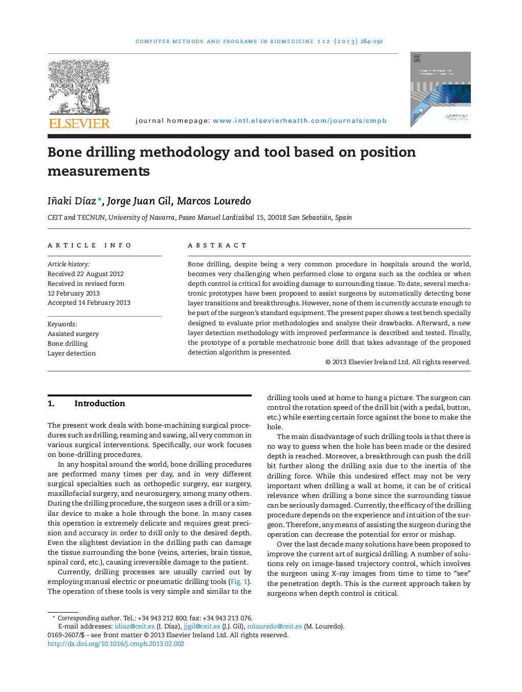 Bone drilling methodology and tool based on position measurements