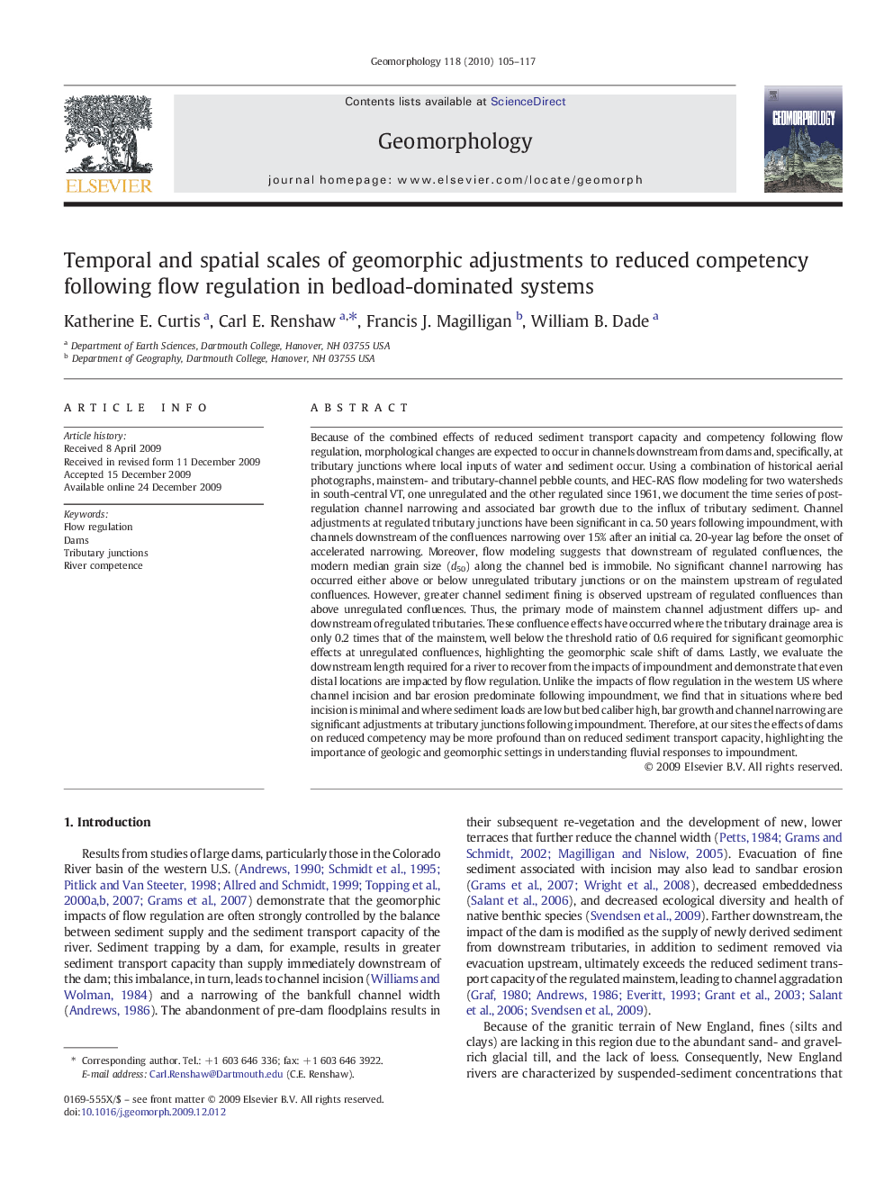 Temporal and spatial scales of geomorphic adjustments to reduced competency following flow regulation in bedload-dominated systems