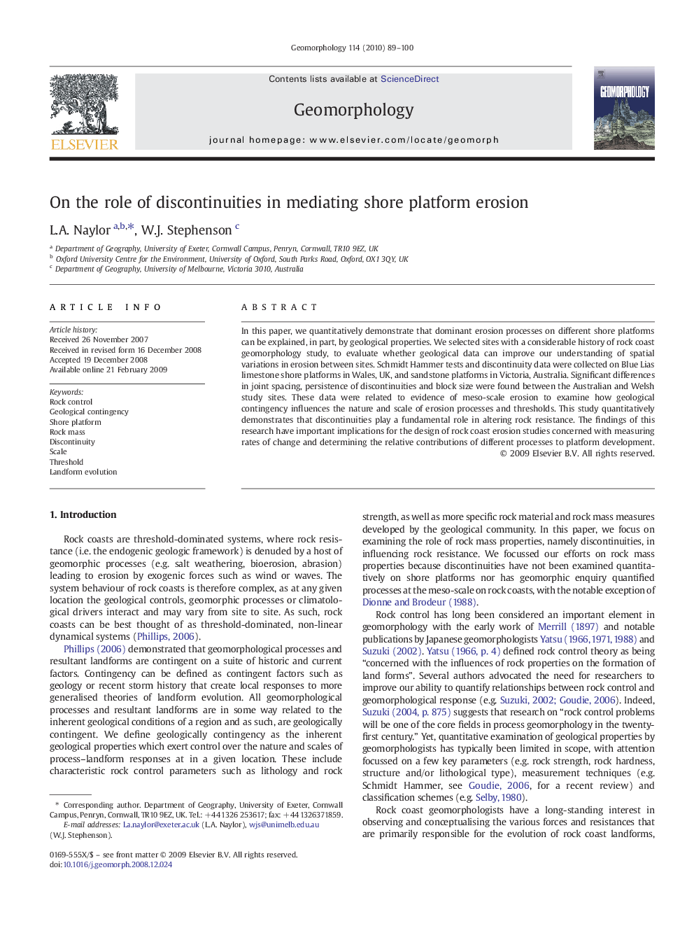 On the role of discontinuities in mediating shore platform erosion