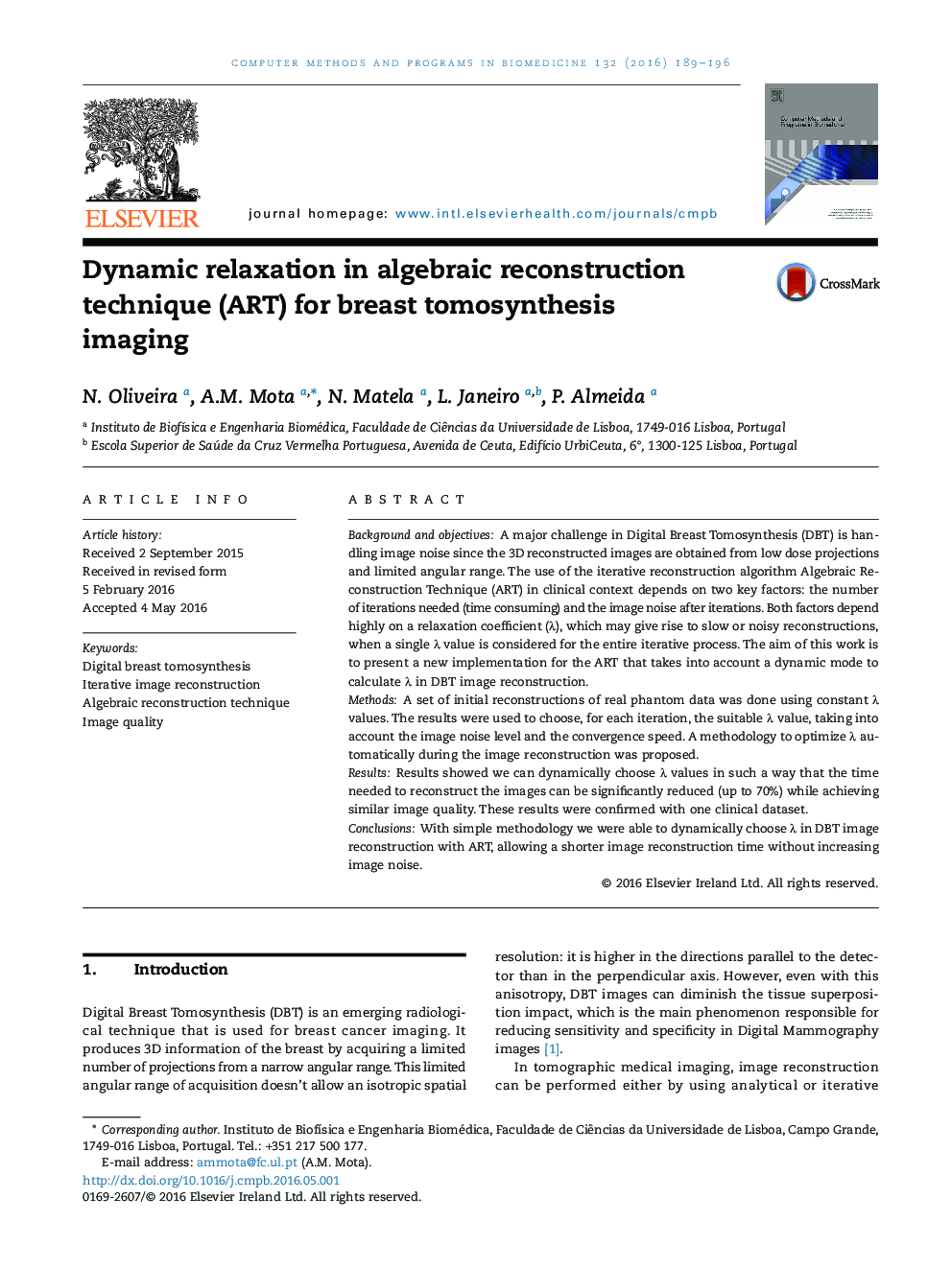 Dynamic relaxation in algebraic reconstruction technique (ART) for breast tomosynthesis imaging