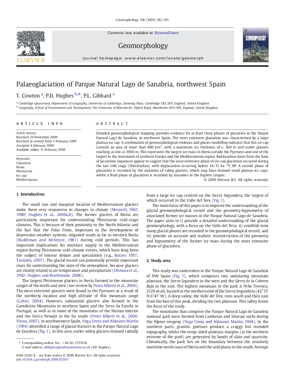 Palaeoglaciation of Parque Natural Lago de Sanabria, northwest Spain