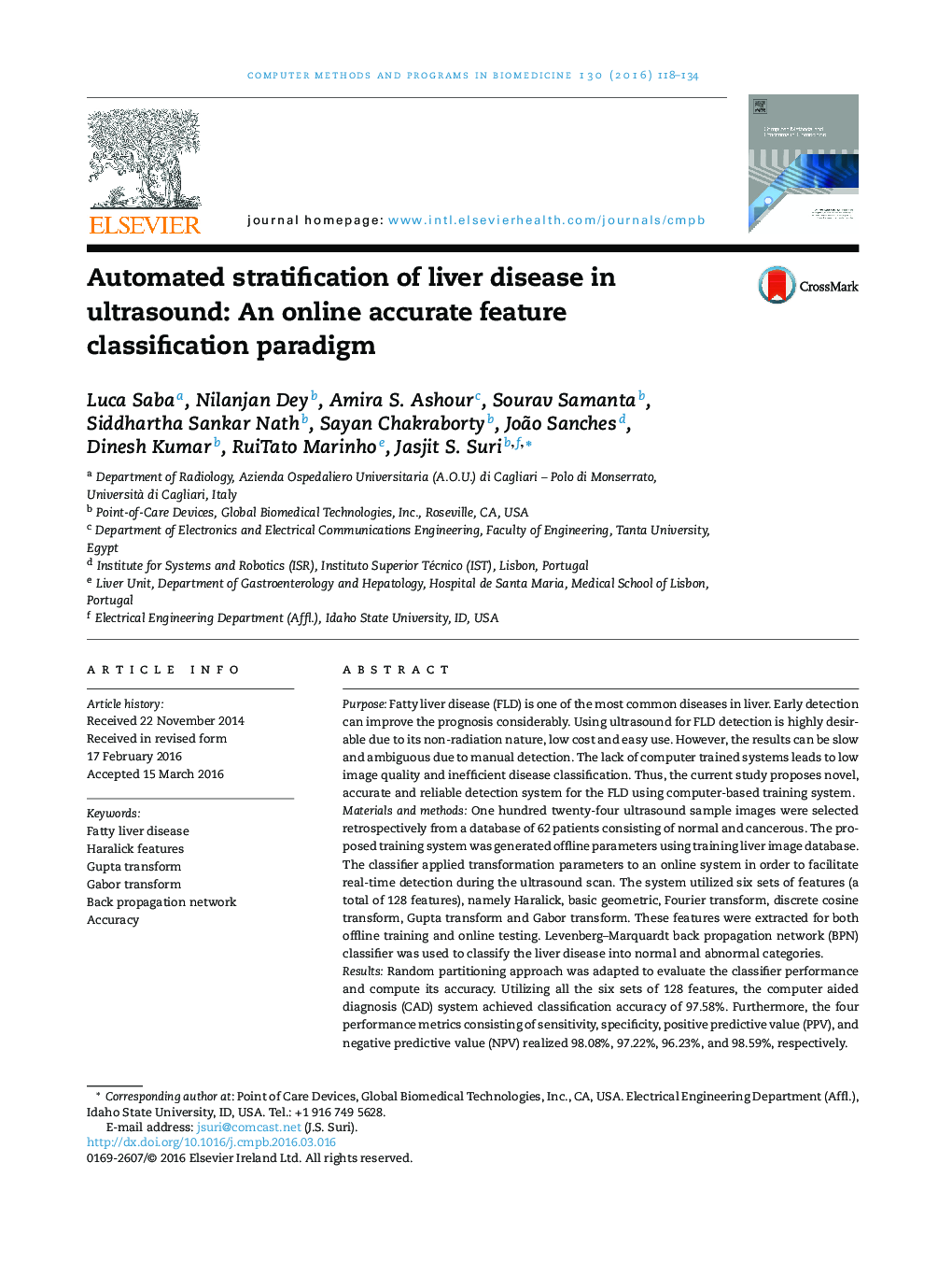 Automated stratification of liver disease in ultrasound: An online accurate feature classification paradigm