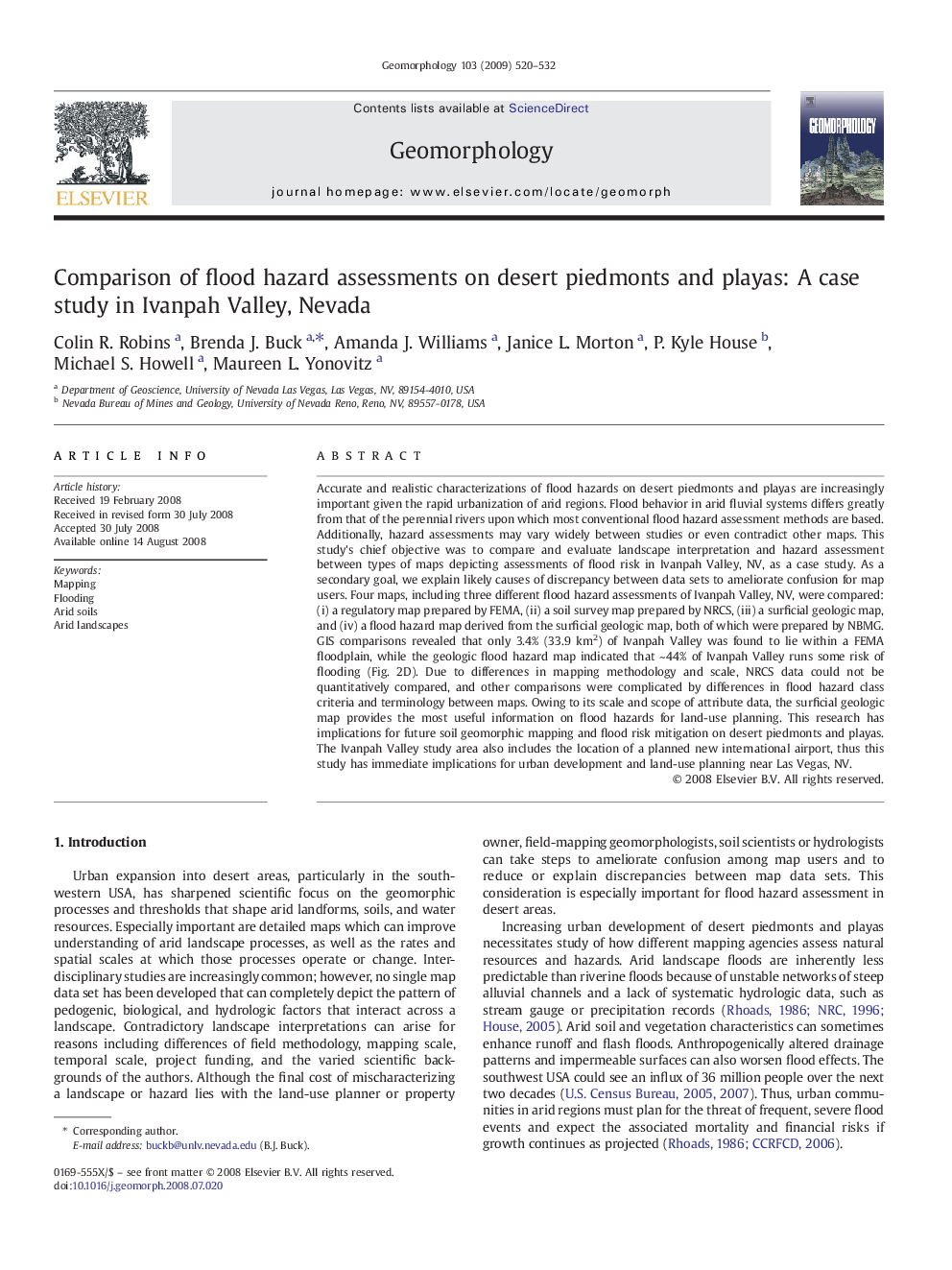 Comparison of flood hazard assessments on desert piedmonts and playas: A case study in Ivanpah Valley, Nevada