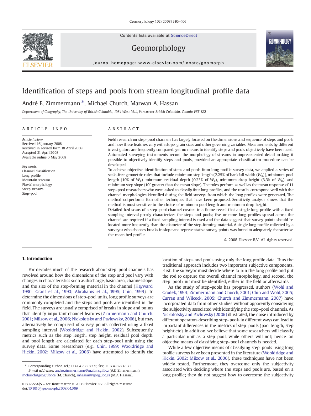 Identification of steps and pools from stream longitudinal profile data