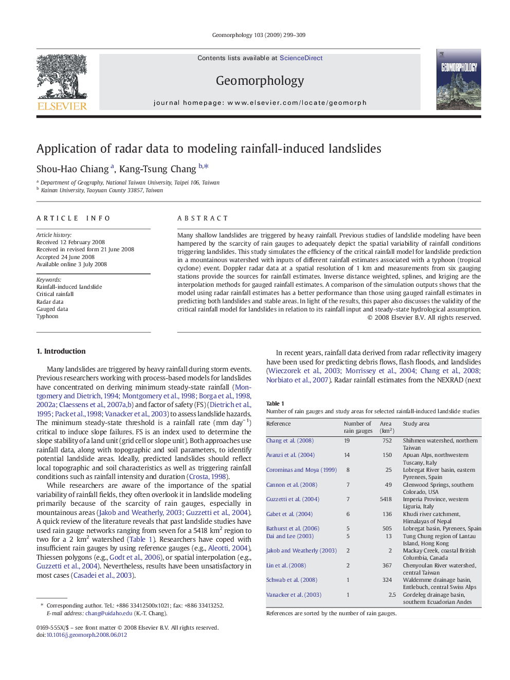 Application of radar data to modeling rainfall-induced landslides