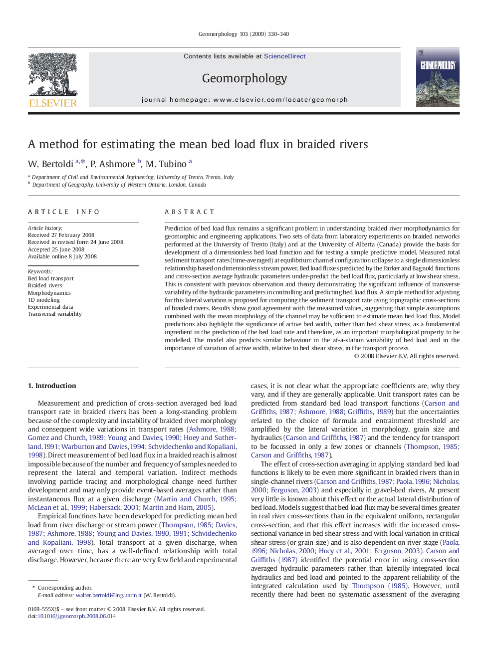 A method for estimating the mean bed load flux in braided rivers