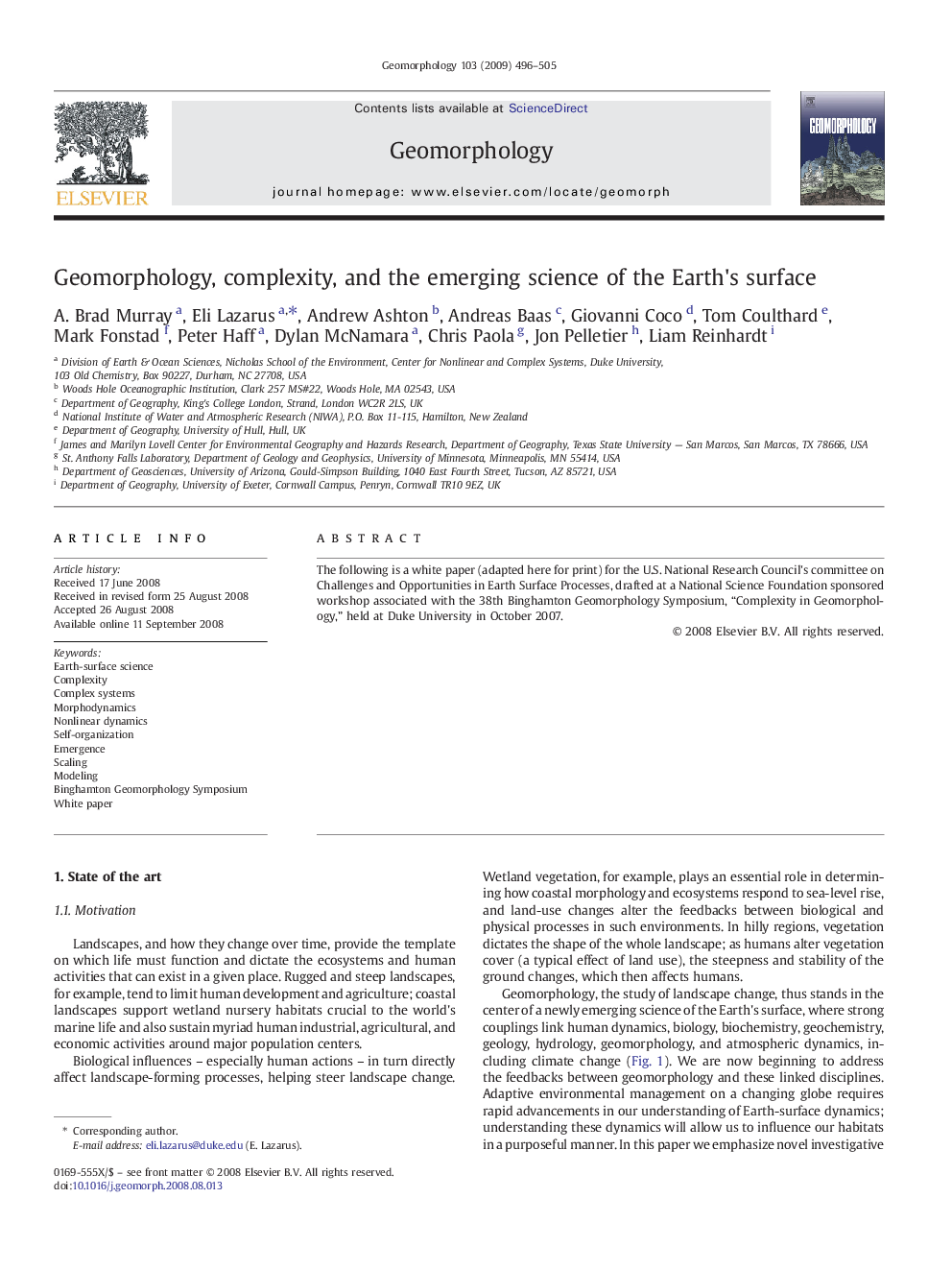 Geomorphology, complexity, and the emerging science of the Earth's surface