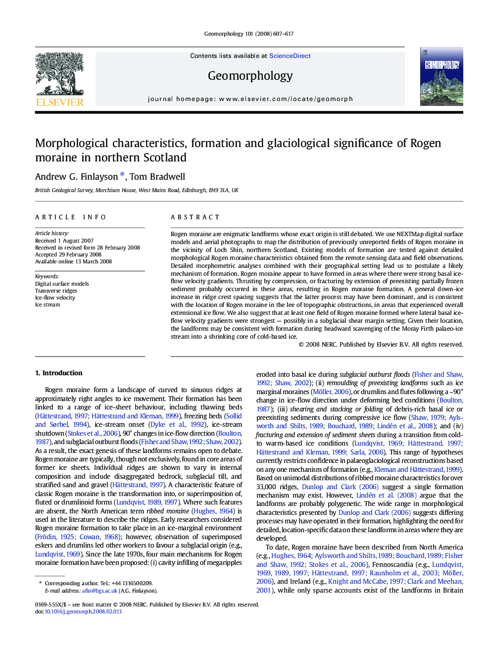 Morphological characteristics, formation and glaciological significance of Rogen moraine in northern Scotland