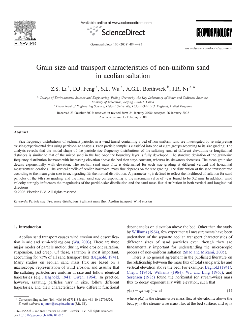 Grain size and transport characteristics of non-uniform sand in aeolian saltation