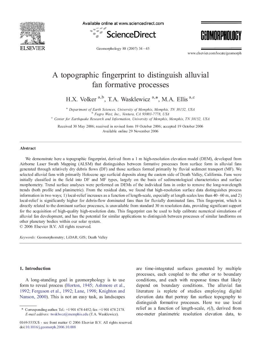 A topographic fingerprint to distinguish alluvial fan formative processes